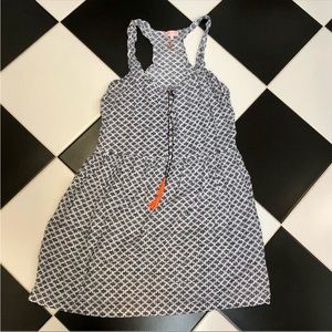 Clementina Racerback Mini Dress Pool Cover Up Geometric AOP Black White Tassels